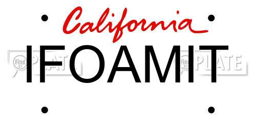 IFOAMIT California License Plate