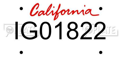 IG01822 California License Plate