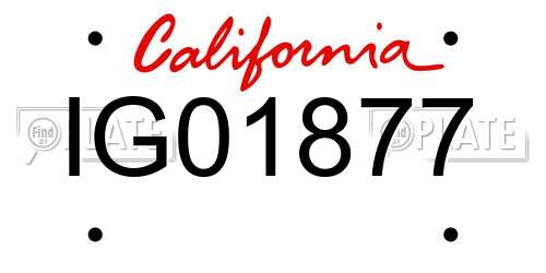 IG01877 California License Plate