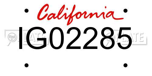 IG02285 California License Plate