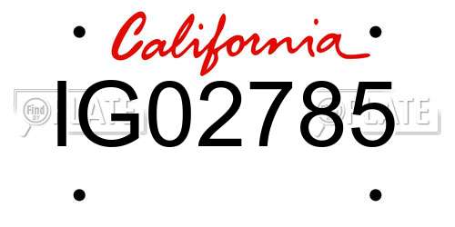 IG02785 California License Plate