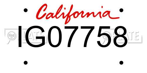 IG07758 California License Plate