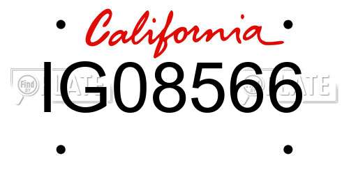 IG08566 California License Plate