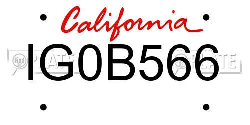 IG0B566 California License Plate