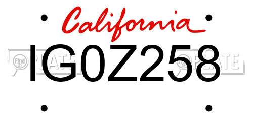 IG0Z258 California License Plate