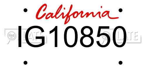 IG10850 California License Plate