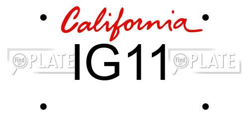 IG11 California License Plate