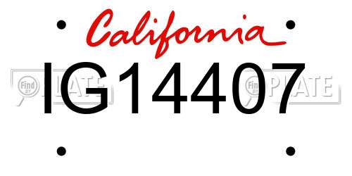 IG14407 California License Plate