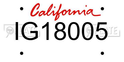 IG18005 California License Plate