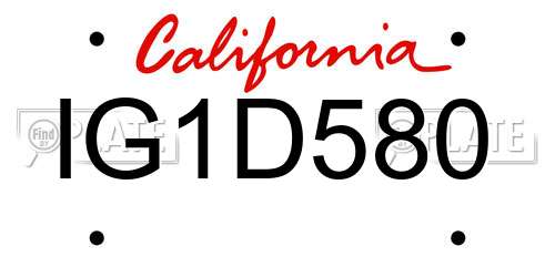 IG1D580 California License Plate