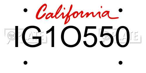 IG1O550 California License Plate