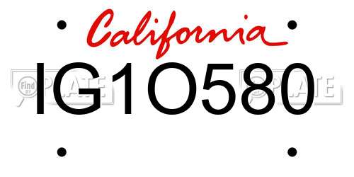 IG1O580 California License Plate