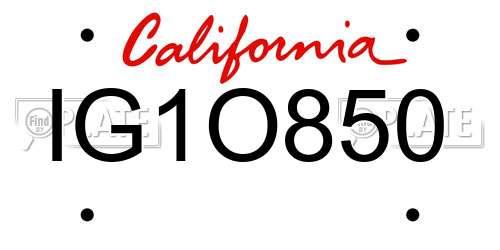 IG1O850 California License Plate