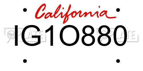 IG1O880 California License Plate