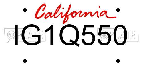 IG1Q550 California License Plate