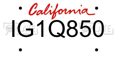IG1Q850 California License Plate