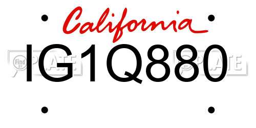 IG1Q880 California License Plate