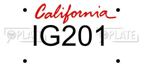 IG201 California License Plate