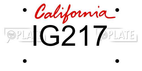 IG217 California License Plate
