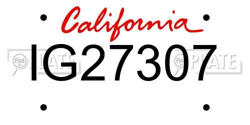 IG27307 California License Plate