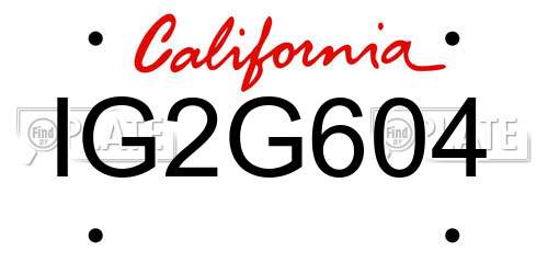 IG2G604 California License Plate