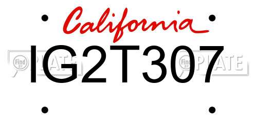 IG2T307 California License Plate