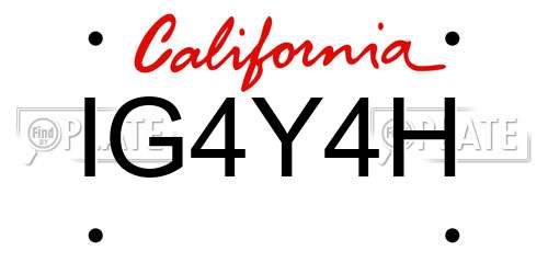 IG4Y4H California License Plate