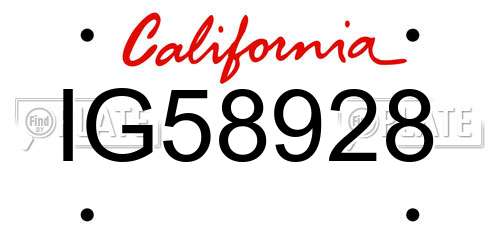 IG58928 California License Plate