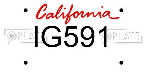 IG591 California License Plate