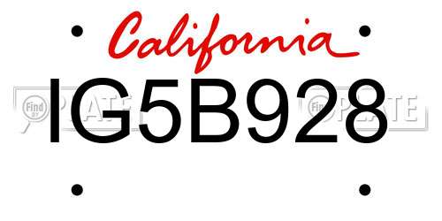 IG5B928 California License Plate