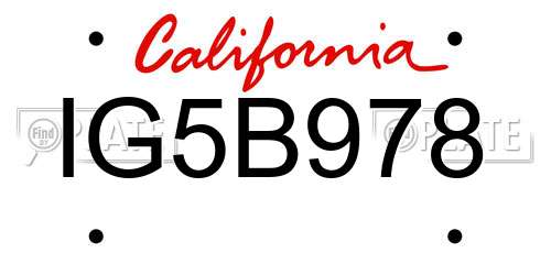 IG5B978 California License Plate