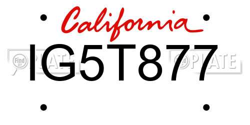 IG5T877 California License Plate