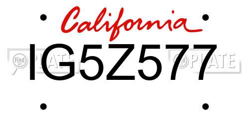 IG5Z577 California License Plate