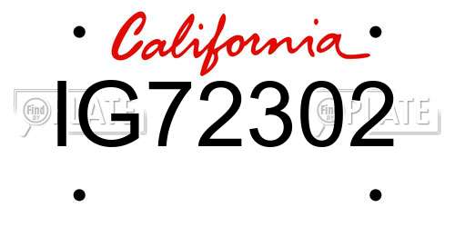 IG72302 California License Plate