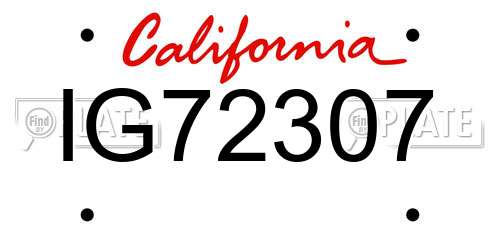 IG72307 California License Plate