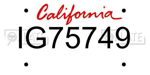 IG75749 California License Plate