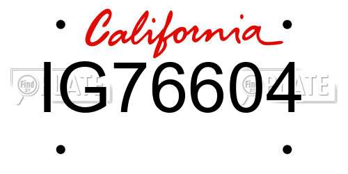 IG76604 California License Plate
