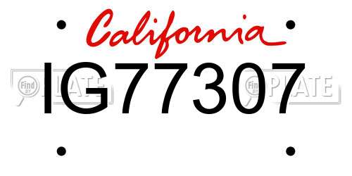 IG77307 California License Plate