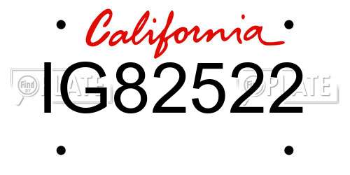 IG82522 California License Plate
