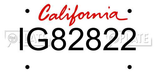 IG82822 California License Plate