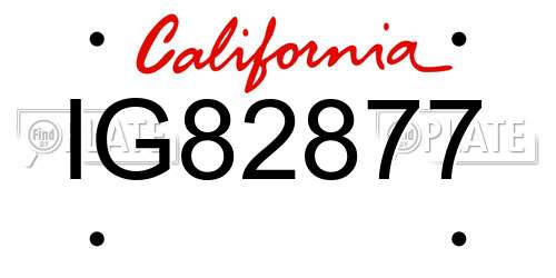 IG82877 California License Plate