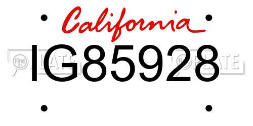 IG85928 California License Plate