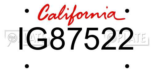 IG87522 California License Plate