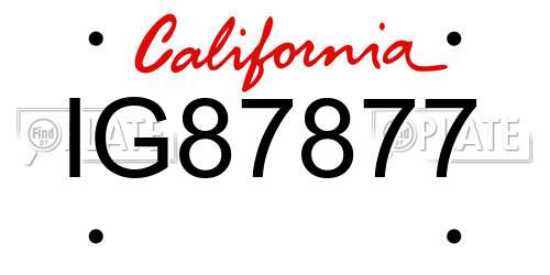 IG87877 California License Plate