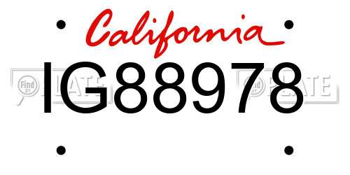 IG88978 California License Plate