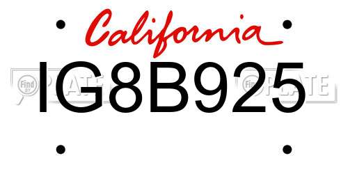 IG8B925 California License Plate