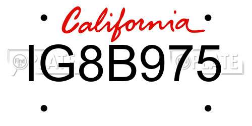 IG8B975 California License Plate