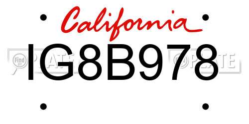 IG8B978 California License Plate