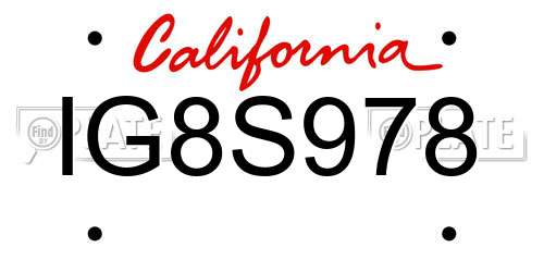 IG8S978 California License Plate