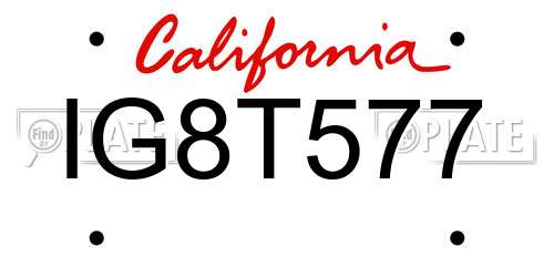 IG8T577 California License Plate